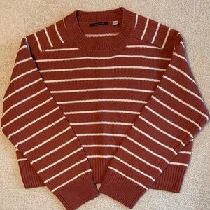 Tahari Dark Pink and Ivory Striped Sweater